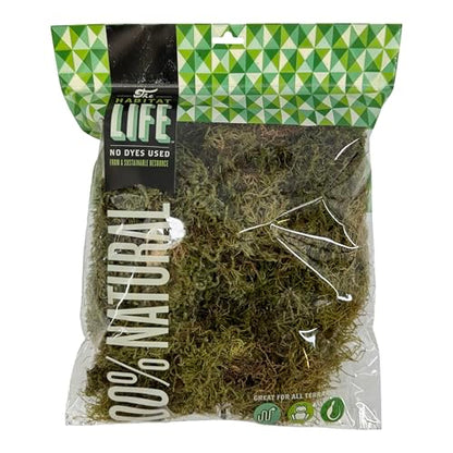 The Habitat Life - Natural Deco Moss - for Reptiles, Amphibians & Invertebrates Terrariums - Humidity Control - Natural Look & Feel - Soft Surface - Dye-Free & Safe - Medium - 1 Pack - size: Medium, style: Deco Moss