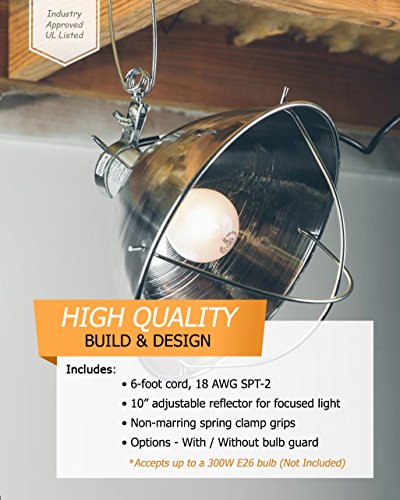 Woods Clamp Lamp with 10 Inch Reflector and Bulb Guard (300 Watt Bulb,6 Foot Cord),(Pack of 12) - size: 1 Count (Pack of 12)