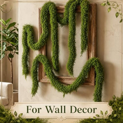 2 Pcs 94inch Total Artificial Moss Vines Bendable Artificial Tree Branches Enchanted Forest Decorations DIY Jungle Fake Climbing Vines Hanging Moss Decor for Garden Landscape Reptile Habitat
