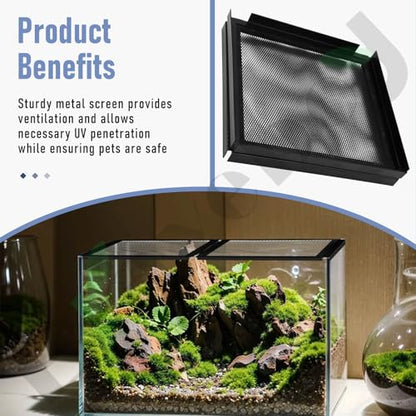 Braveboy 10-Gallon Screen Cover for Hinged Door, for 15 High, 20 X-Tall Gallon Aquariums & Glass Tanks, Black - Easy Ventilation