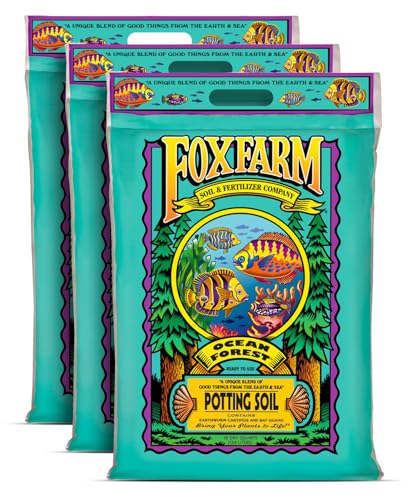 FoxFarm Ocean Forest Potting Soil for Container Gardens - Light, Aerated Texture with Fish Meal, Crab Meal, Earthworm Castings - Houseplant Potting Mix for Seedlings & Plant Starts - 2 x 12 Quart - size: 12 quart (3 Pack)