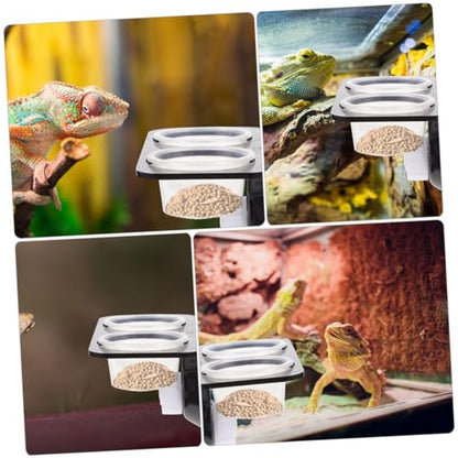 KESYOO Reptile Feeding Ledge 2-Piece Set with Suction Cups Gecko Water Feeder and Food Bowl for Reptile Tanks Random Color for Chameleons