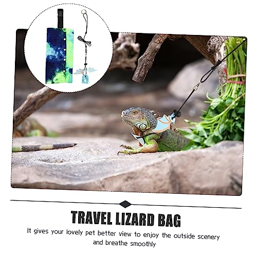 UKCOCO Adjustable Lizard Sling Carrier Bag with Leash for Outdoor Travel Portable Lightweight Reptile Carrying Bag Wide Shoulder Strap for Comfortable Pet Walking Suitable for Small