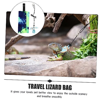 UKCOCO Adjustable Lizard Sling Carrier Bag with Leash for Outdoor Travel Portable Lightweight Reptile Carrying Bag Wide Shoulder Strap for Comfortable Pet Walking Suitable for Small