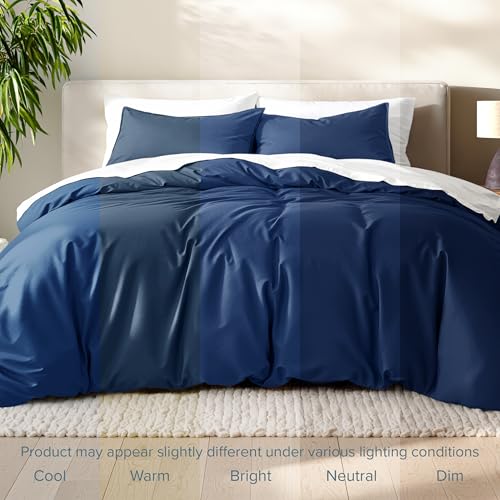 Bare Home Bedding Duvet Cover Extra Long Size - Premium 1800 Super Soft - Lightweight, Cooling Duvet Cover - Soft Breathable Bedding (Twin/Twin XL, Dark Blue) - color: 15 - Dark Blue (No Comforter), size: Twin/Twin XL