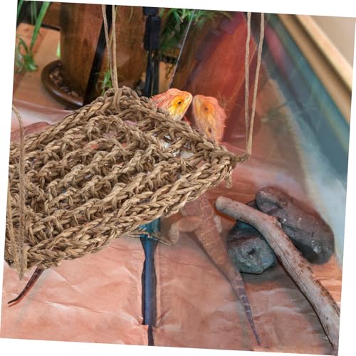 Toyvian Reptile Hammock Woven Swing for Bearded Dragons Durable Straw Design Easy to Install Hanging Bed for Lizards and Pets Versatile Habitat Accessory
