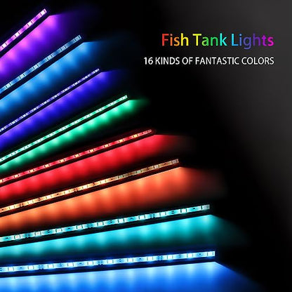 Submersible Aquarium Light, Fish Tank Light with Air Bubble Hole, RGB Color Changing Brightness Adjustable IP68 Waterproof Remote Control LED Light for Aquarium Fish Tank 20 inch - size: 20 inch Air Bubble Hole