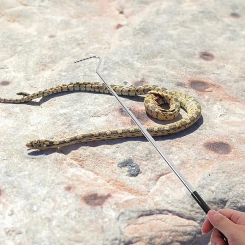 ABOOFAN Retractable Stainless Steel Snake Hook Adjustable Long Handle Portable Reptile Catching Tool for Snake Handling and Reptile Care