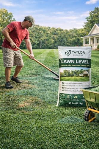 LawnLevel Premium Lawn Leveling Sand, 40 lb Green-Dyed Topdressing Mix for Grass, Fills Low Spots, Smooths Uneven Lawns, Improves Mowing, Professional Grade