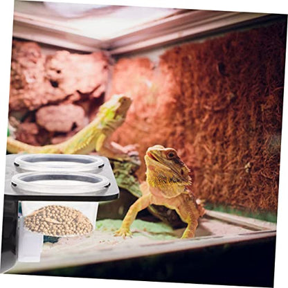 COLLBATH Reptile Feeding Ledge 2-Piece Gecko Feeder Set with Suction Cups Random Color Stable Design for Terrarium Use for Chameleons and Other Small Reptiles