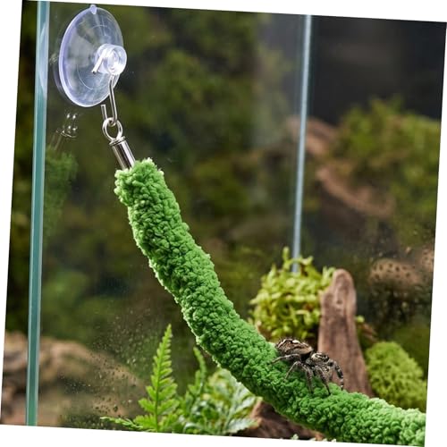 Lurrose Reptile Climbing Vines for Habitat Decor, Flexible Artificial Moss Rope 50cm with Suction Cup Hook, Jungle Vine Swing for Lizards Snakes and Small Animals