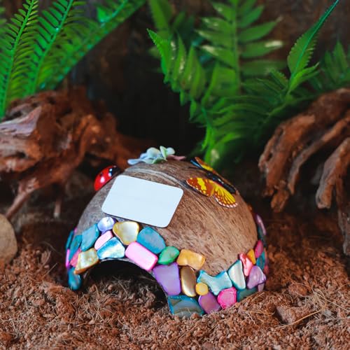 Reptile Hideouts, Handmade Handmade Reptile Home, Hide Cave for Crested Gecko, Leopard Gecko, Lizard, Snake, Crabs Hide Cave, Personalized Terrarium & Vivarium Décor （Butterfly） - style: Butterfly