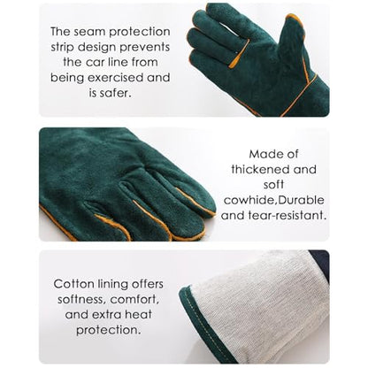 Animal Handling Gloves - Bite Proof Gloves, Multipurpose Bird Handling Gloves | Scratch Resistant PU Leather Pet Grooming - color: Green 60cm