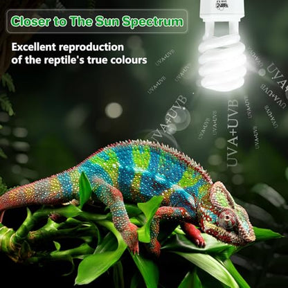 LUCKY HERP UVA UVB Reptile Light 5.0, Tropical UVB 100 Compact Fluorescent Lamp, UVB Light for Reptiles 23W, UVA UVB Reptile Light Bulb, UVB Bulb for Reptiles Chameleons Lizards Tortoises Snakes - style: UVB5.0 23W