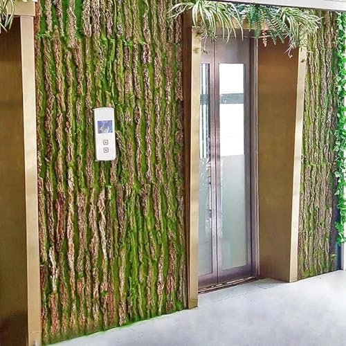 Simulation Tree Bark Wrap Artificial Moss Tree Bark Faux Tree Bark Sheets, Cork Terrarium Background Wall Decor and Artificial Moss for DIY Festival Home Party Wall Embellishment