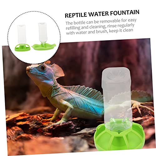 BESPORTBLE 2sets Reptile Feeding Bowls Green Plastic Water and Food Dishes for Small Reptiles Safe and Smooth Surface for Lizards and Tortoises