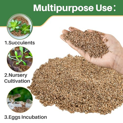 Sukh 14.6OZ Vermiculite - Organic Vermiculite for Gardening Plants Fine Horticultural Soil Amendments Bulk Additive Perfect Potted and Garden Professional Grade 3-6mm - size: 3-6MM