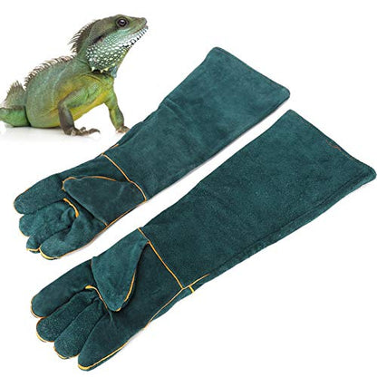 Reptile Handling Gloves for Animal Care – Durable Split Leather Anti Bite Protection for Birds Falcons Snakes and Dogs