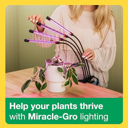 Miracle-Gro LED Grow Light for Indoor Plants 4-Head | Selectable Spectrum Clip On Plant Light with Timer & Dimmable Modes | Flexible Gooseneck Lamp for Seed Starting, Succulents, Herbs & House Plants