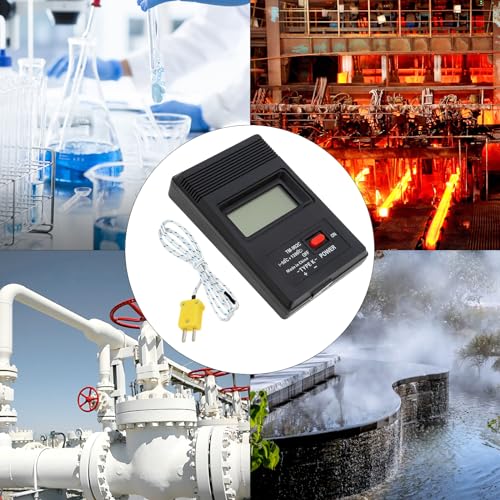K-Type Digital Thermometer with Thermocouple Probe Wire, -50°C to 1300°C Measurement Range, LCD Backlight LCD Thermometer