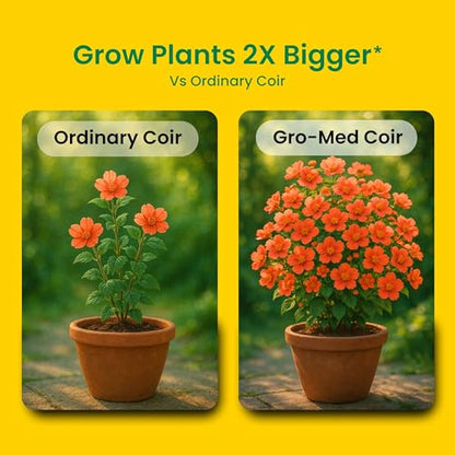 Gro-Med Organic Coco Coir Bricks for Plants – 2 Pack Compressed Coconut Coir Soil with Nutrients, Low EC & pH Balanced Seed Starter Potting Mix for Indoor & Outdoor Plants - size: 2 Pack - NPK Enriched Coco Coir Brick