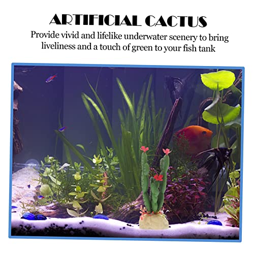 ORFOFE Plastic Artificial Cactus Plant Simulation Aquarium Decor Vivid Reptile Terrarium Ornament for Fish Tank Landscape