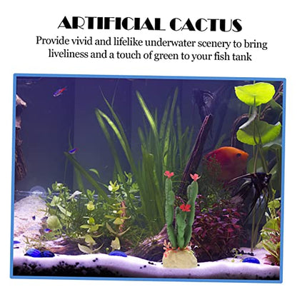 ORFOFE Plastic Artificial Cactus Plant Simulation Aquarium Decor Vivid Reptile Terrarium Ornament for Fish Tank Landscape