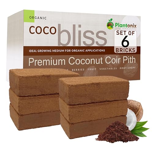 Coco Coir 650gm Bricks (6-Pack) - Organic Coco Coir for Plants & Gardening - OMRI-Listed Cocopeat for Garden Soil, Seed Starter Soil, & Mulch - Coconut Coir Bricks - Coconut Fiber Potting Mix - color: Coco Bliss 650gm (6 Bricks)