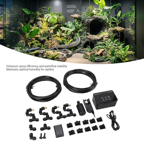 Asixxsix Reptile Mister Automatic with Timer, Reptile Humidifiers Smart Misting System with Misting Nozzles, Spray Kit for Rainforest Plants Amphibian, Reptile Misting System (US)