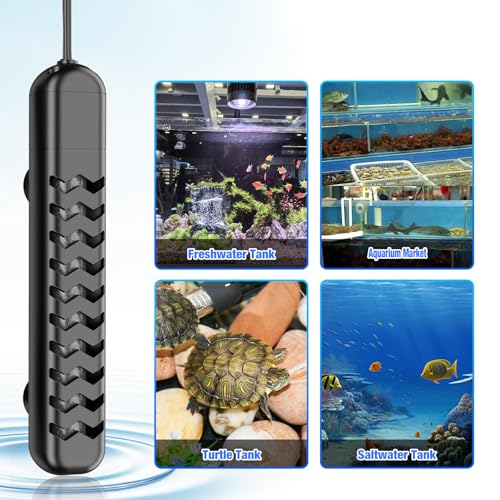100W Submersible Fish Tank Heater for 10-20 Gallon with Auto Shut-Off When Leaving Water—Aquarium Heater, Dry-Burn & Overheat Protection, Smart LED Display for Betta Freshwater Saltwater - size: 100W