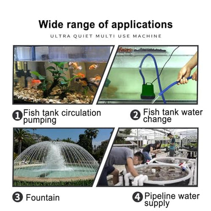 Aquarium Submersible Pump | Fish Tank Water Pump,Silent Circulation Filter Device Suction Cup for Drainage Pond Terrarium Outdoor Sump Pool Irrigation