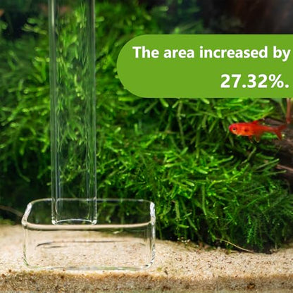 LINLAN 13.78 Inch Glass Shrimp Feeder, Aquarium Feeding Tube and Square Bowl with Two Suction Cups to Prevent Food from Spreading, for Crystal Shrimp and Cherry Shrimp - size: 35CM