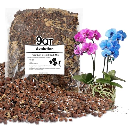 Orchid Bark Potting Mix 9 Quart, Mix Pine Bark,Perlite, Sphagnum Moss and Clay Pebbles for Plants, Orchid Garden Soil for Potting,Repotting - color: Orchid Bark Mix, size: 9QT