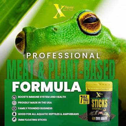 Xtreme Reptile 3mm Floating Sticks - Balanced Diet for Turtles, Newts, Frogs & Axolotls - Promotes Shell & Body Health, Zoo-Recommended Food Formula - USA Farm Grown (7 oz) - size: 7 Ounce (Pack of 1)