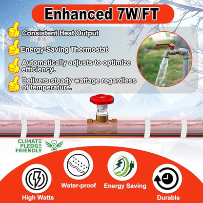 HEATIT Pipe Wrap Heat Tape - Efficient Pipe Freeze Protection, Trusted Performance, CSA & ETL Certified Pipe Heat Tape, Keeps Pipes Ice-Free, Reliable Choice, Hassle-Free,HISD 80ft, 7w/ft, 120V - style: 80 Feet