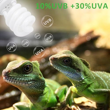 Aiicioo UVB Reptile Light 10.0 26W Desert UVB Spiral Compact Fluorescent Lamp UVB Reptile Light Bulb Tropical and Sub-Tropical UVB Bulb for Reptiles Bearded Dragons Lizards - size: UVB 10.0 26W