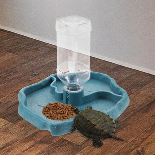 FRCOLOR Automatic Reptile Water Bowl and Feeder for Tortoises and Lizards, Water Dish with Reservoir, Suitable for Terrariums and Pet Habitats