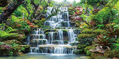 AWERT 24x16 inches Waterfall Aquarium Background Forest Park Green Tropical Plants Fish Tank Background Reptile Habitat Background Vinyl Background - size: 24x16in/60x40cm