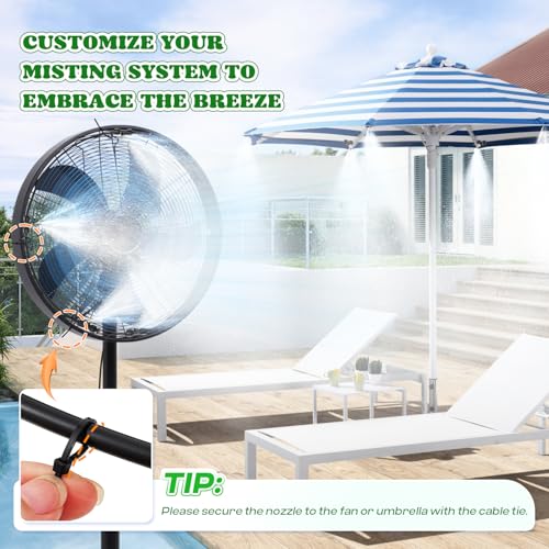 Moongiantgo Outdoor Misting Cooling System with Pump- 116PSI High Pressure Mister with 65.5FT(20M) Water pipe+24 Misting Nozzles 0.02’’+3/4’’ Faucet Adapter - System for Outside Patio Garden Beaches