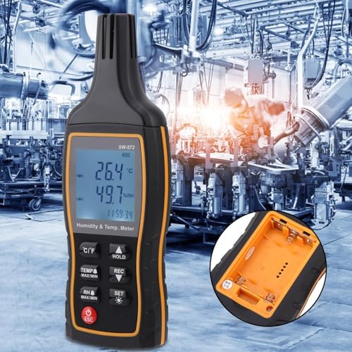 LCD Thermometer, Handheld Digital Temperature & Humidity Detector, Mini Hygrometer for Humidors, Reptile Thermostat, Jars & Fridge Use