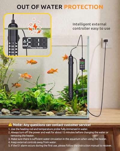 SEAOURA Aquarium Heater, 200W Fish Tank Heater for 20-40 Gallon, Small Submersible Heater for Turtle Tank with Temp Probe Digital Display Adjustable Safety Protection, Automatic Power Off - size: Tank for 30-40 Gallon