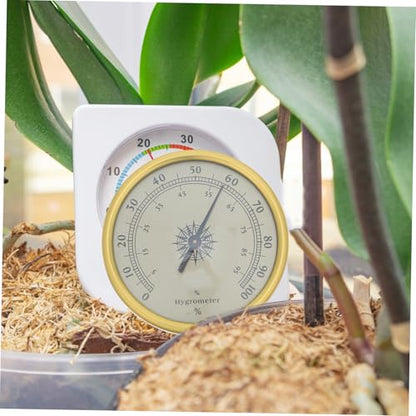 Toyvian Golden Round Analog Hygrometer 2.83 Inch with 2% Rh Resolution and Stable Reliable Readings, Stainless Steel and Glass Material, for Reptile Terrarium and Room Panel Mount