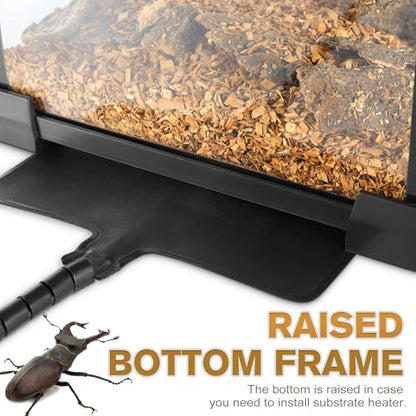 Mini Reptile Glass Terrarium Vivarium 8'' x 8'' x 6'', Full View Tank for Small Arthropod Pets Such as Pumpkin Patch Tarantulas, with Feeding Slot & Box Lock Buckle - size: 8"D X 8"W X 6"H