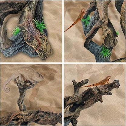 Resin Reptile Driftwood Decoration Bearded Dragon Branch Lizard Climb Habitat Decor Hanging Jungle Vines Reptiles Tank Accessories for Chameleon Snake Gecko Spider Fish Tree Frog