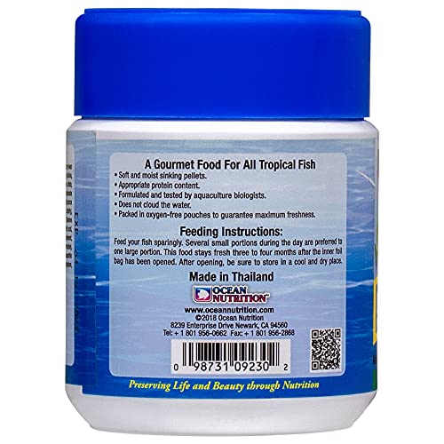 Ocean Nutrition Fish Food - Tropical Fish Food, Soft Moist Sinking Pellets, High Protein(41%) Guppy Fish Food, Fish Food Flakes Alternative, 3.5 oz (100 g), Medium Pellet - size: 3.5 Ounce (Pack of 1), style: Medium Pellet