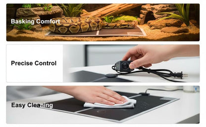 2 Pcs Reptile Heating Mats, 16.5 x 11.0 in, 20W Pet Heat Pad with Adjustable Temperature, Insulated Shell, Gentle Infrared Warmer for Snakes, Lizards, Turtles, Amphibians, 110-120V US Pins