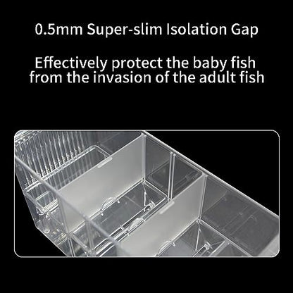 Fish Breeding Box for Aquarium, Acrylic Plastic Breeder Box for Fish Tank, Baby Snails Fishes Shrimp Clownfish Nursery Container, Fish Hatchery Incubator with Suction Cups