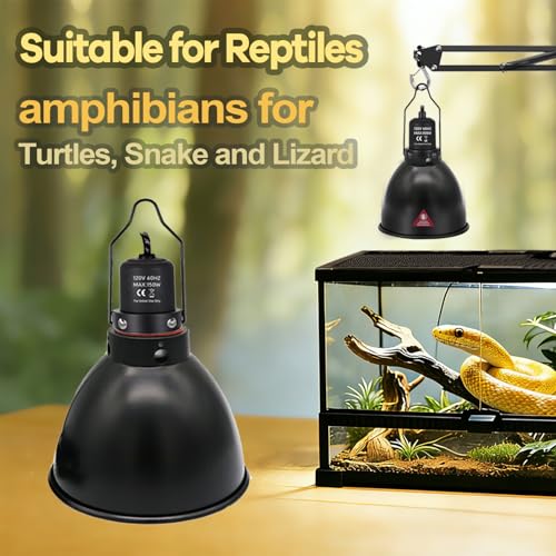 5.5in Deep Dome Reptile Lamp 150w,Dome Reptile Heat Lamp Fixture 150w with Switches Fit for Reptile Heat Bulb uvb，Reptile Heat Lamp Domee 150ww for Amphibian Reptile for Turtles Snake - style: 5.5inch High Reflective
