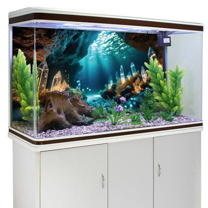 AWERT 72x16 inches Fantasy Garden Aquarium Background Under The Sea Background Sunshine Underwater Bubble Coral Rock Crystal Climbing Pet Background Decoration - size: 72x16in/180x40cm