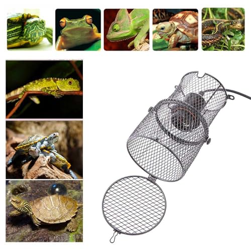 Reptile Heat Lamp Holder with Anti-hot Bracket, Pet Heat Lamp Lampshade Holder Heating Light Bulbs Holder Heating Lamp Shade with Switch for Pet Amphibian Snake Lizard Turtle Birds Chick，US Plug
